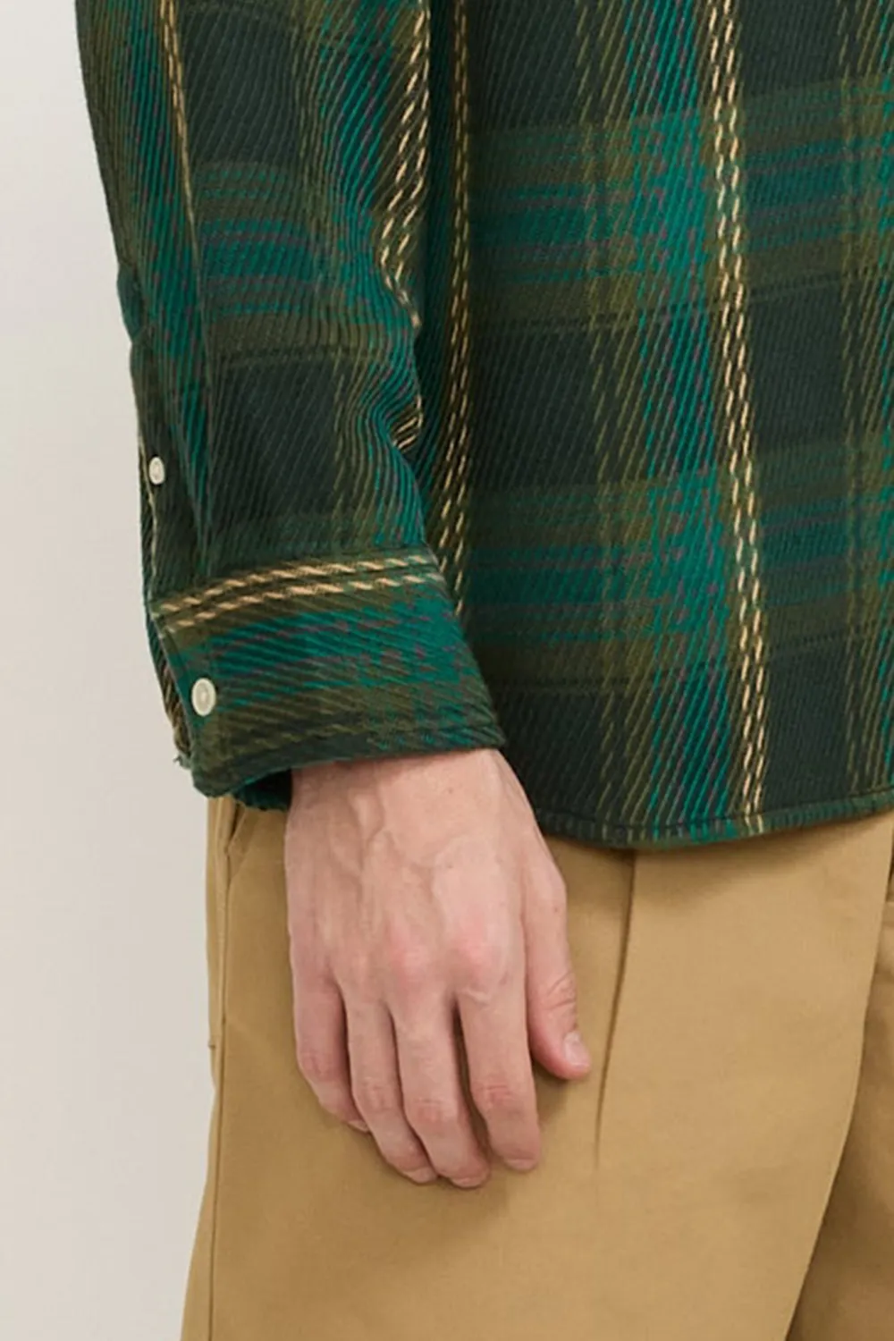Green Checkered Long-Sleeved Shirt