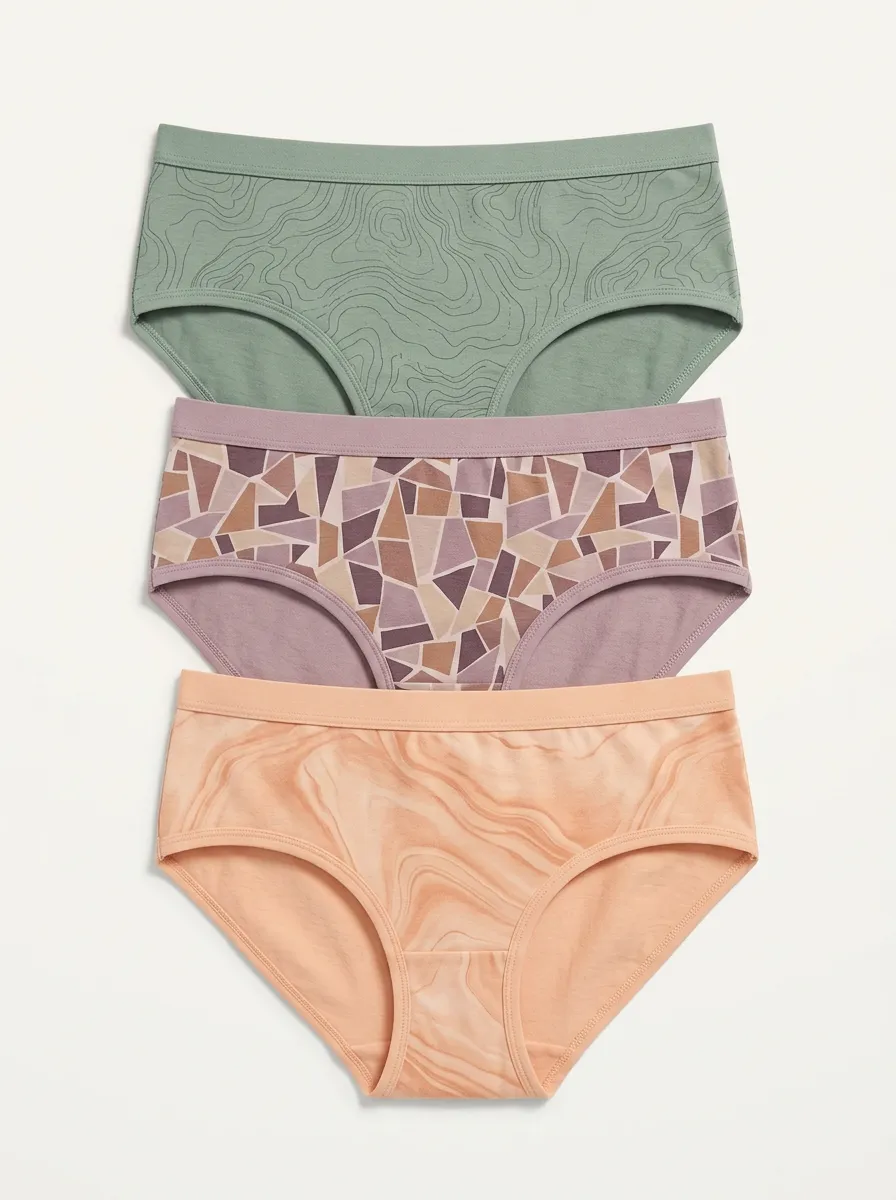 Marble Contour Hipster Printed Briefs Three Pack