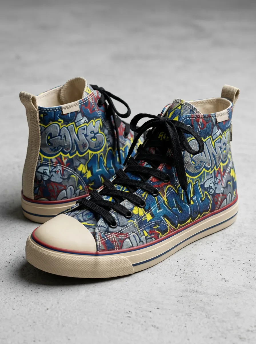 Urban Street Art Graffiti Pattern Printed Canvas Shoes