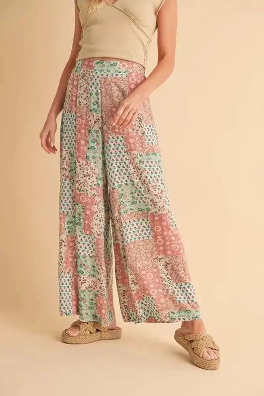Printed Wide Leg Pants