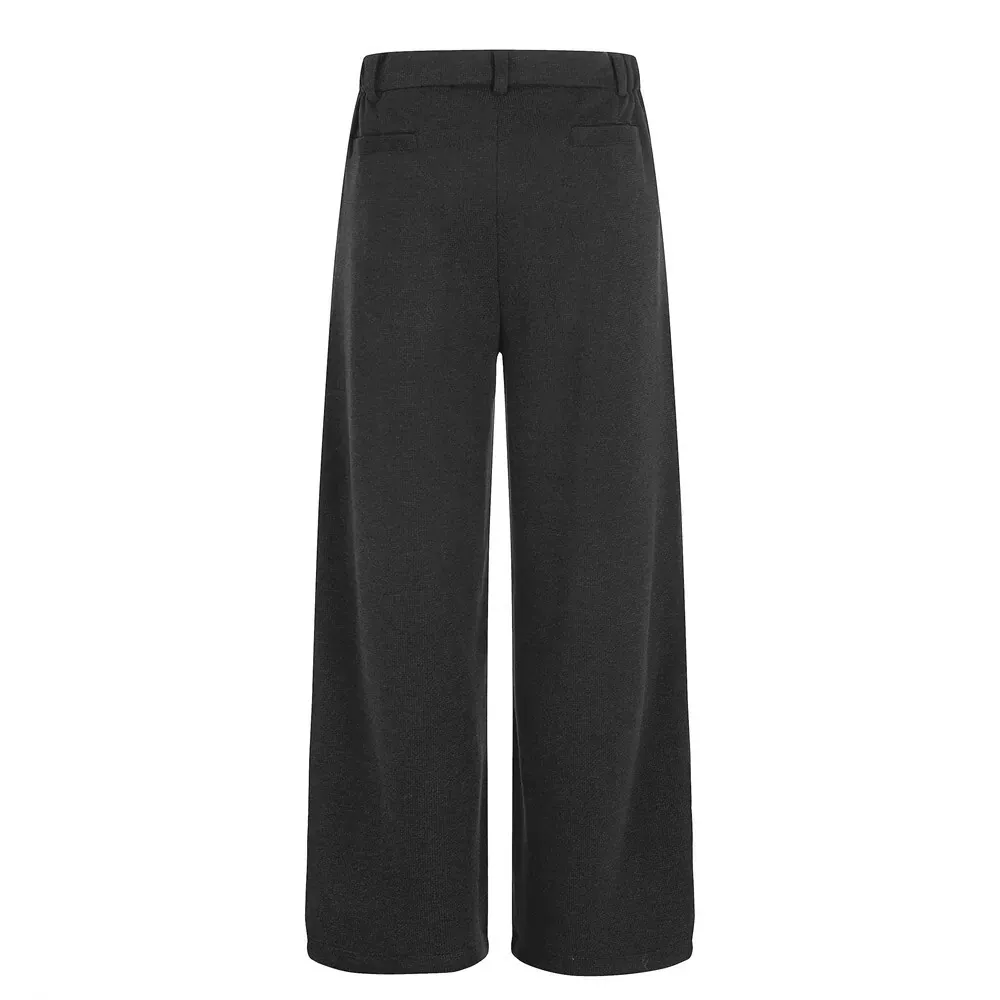 Vintage-Inspired Pleated Button Casual Pants
