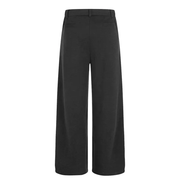 Vintage-Inspired Pleated Button Casual Pants
