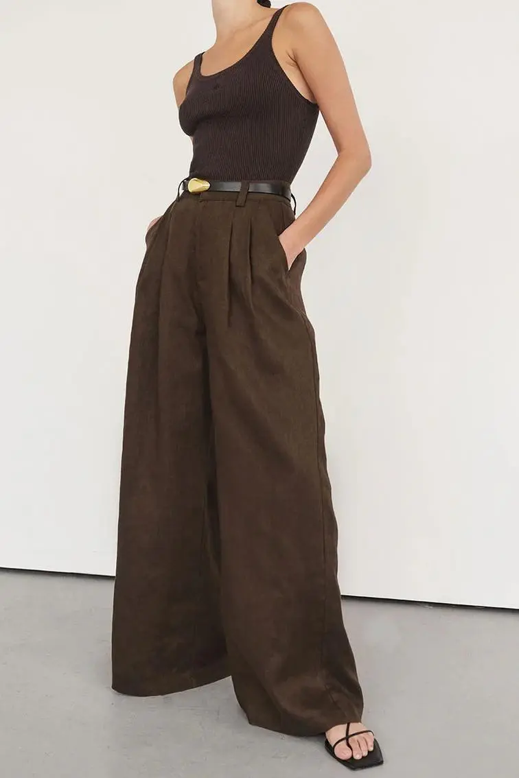BITTER CHOC LINEN PANT