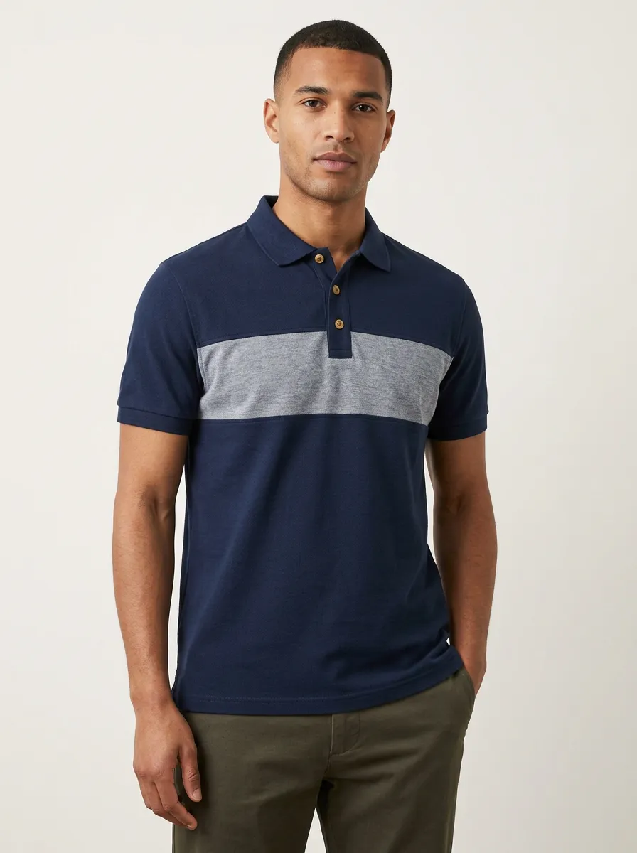 Men's Classic Smart Casual Colorblock Printed Polo Shirt
