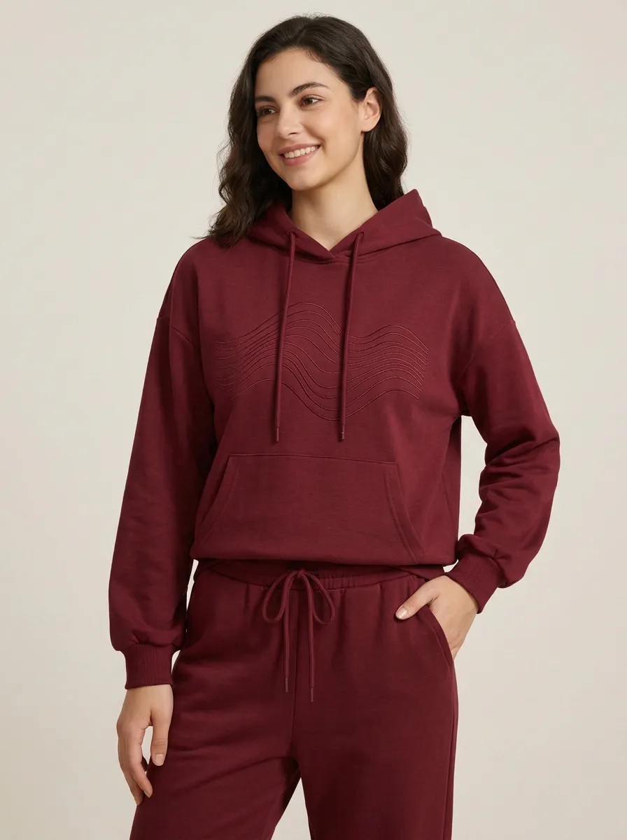 Women's Sage Green Solid Hoodie & Straight-Leg Pants Set