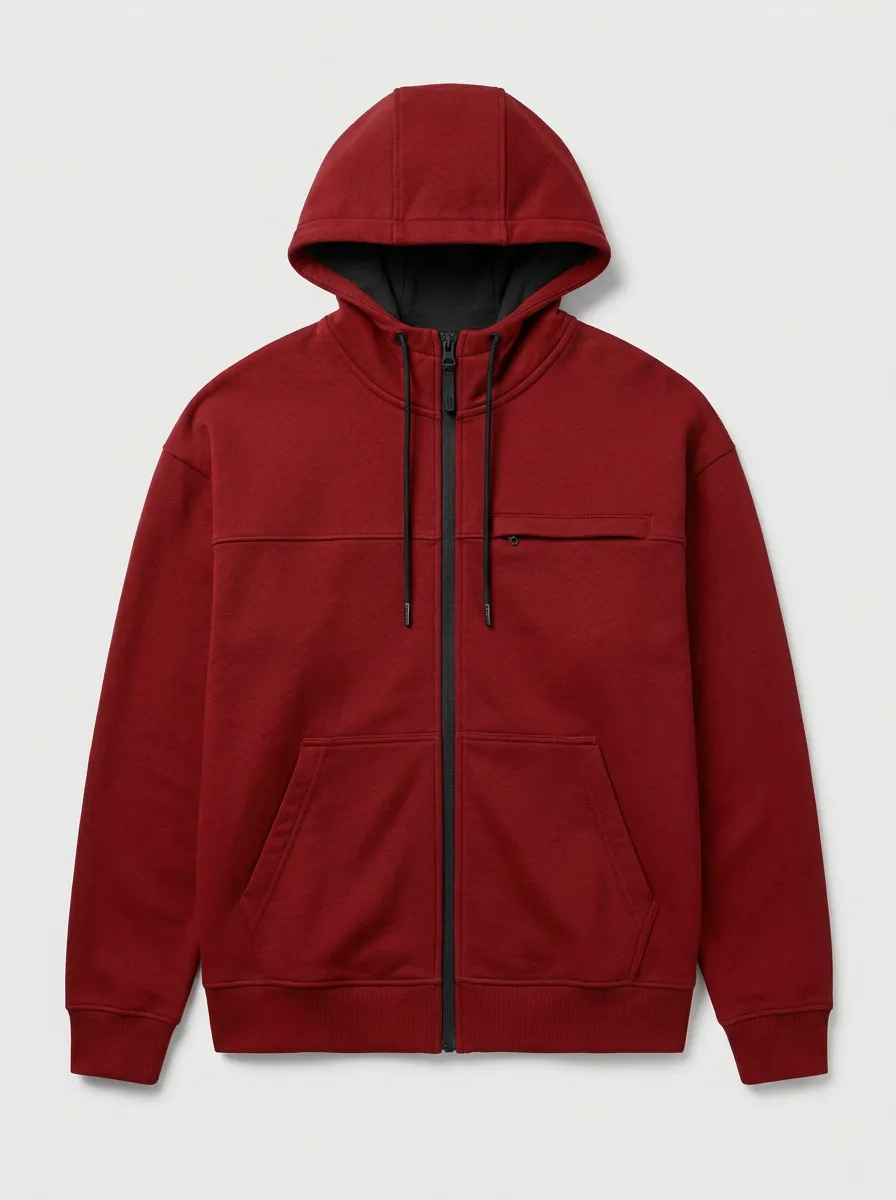 Relaxed Zip-Up Minimalist Style Men's Hoodie