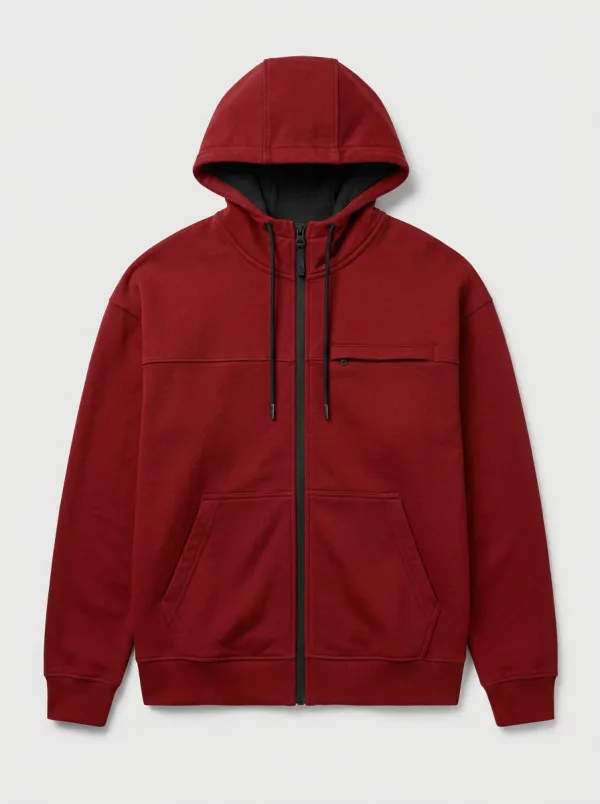 Relaxed Zip-Up Minimalist Style Men's Hoodie