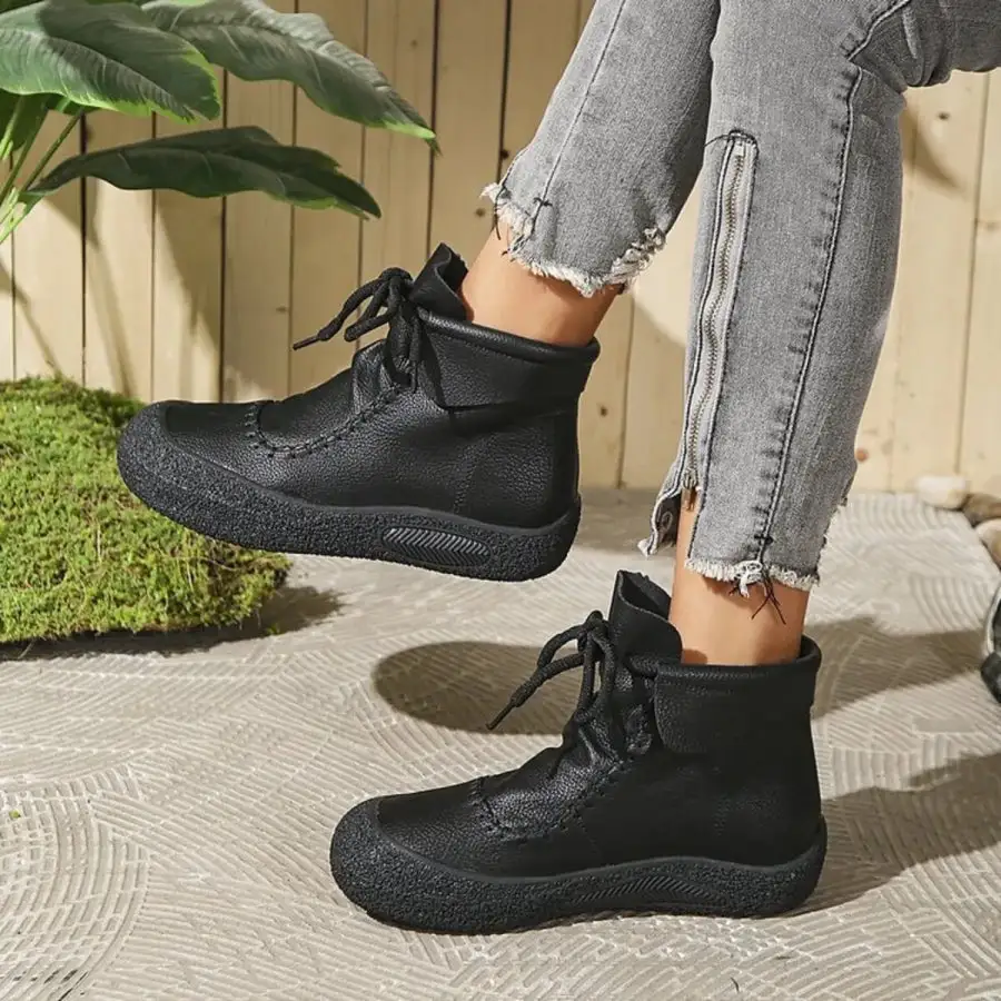 Classic Lace Up Platform Ankle Boots
