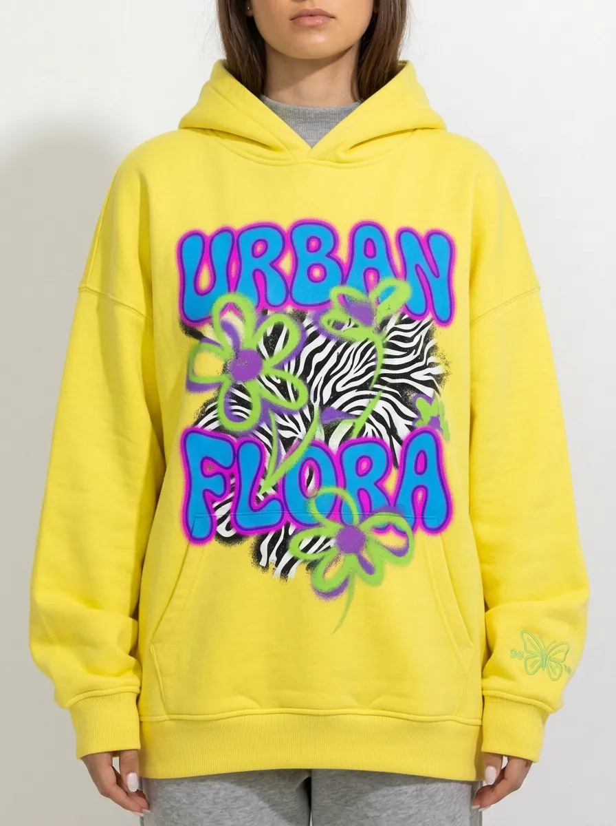 Unisex Streetwear Zebra Floral Hoodie