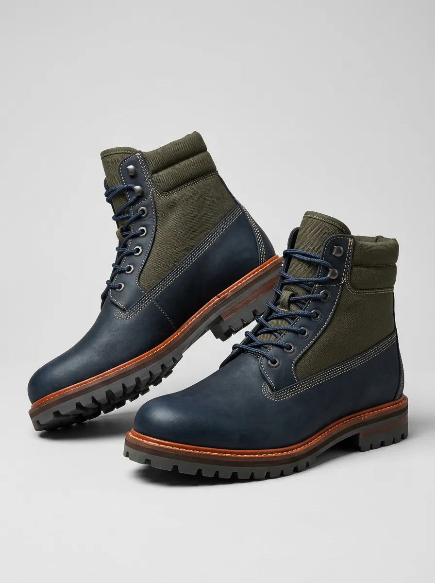Unisex Outdoor Canvas Leather Work Boots