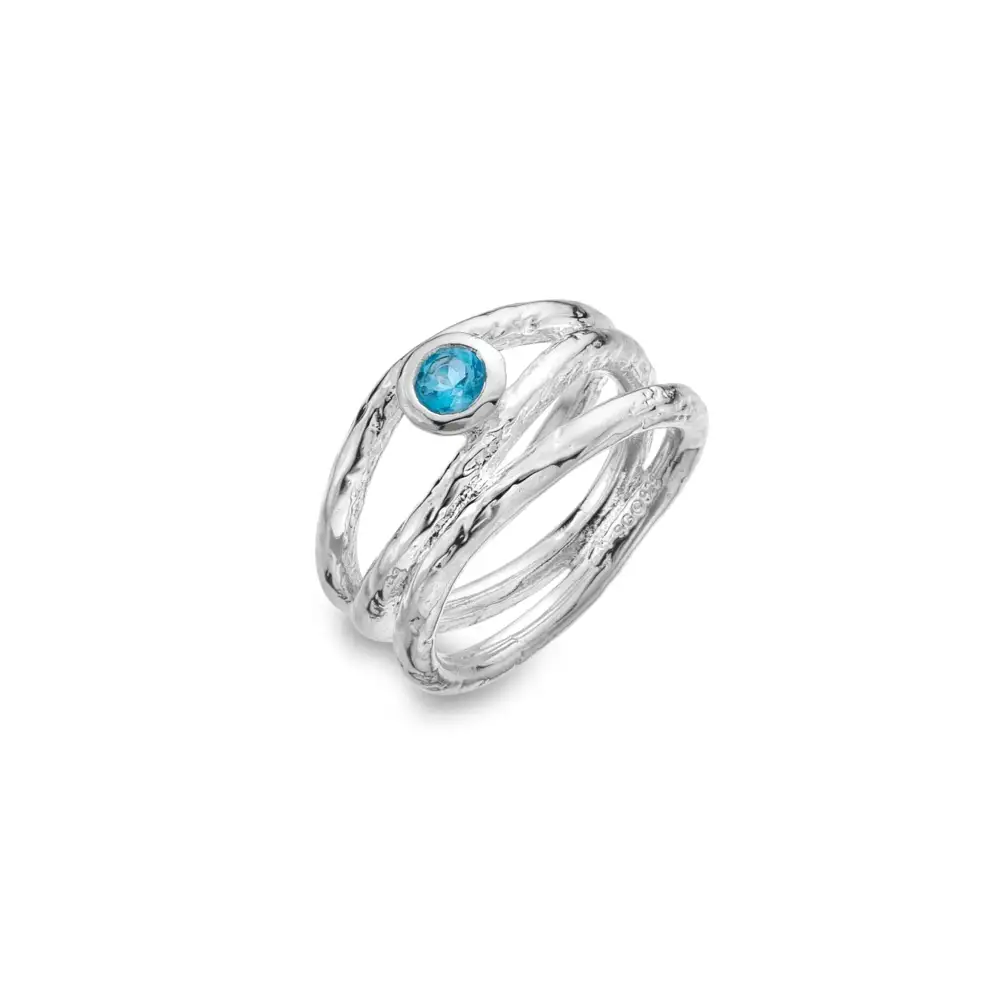 Ripple Wave Topaz Textured Ring