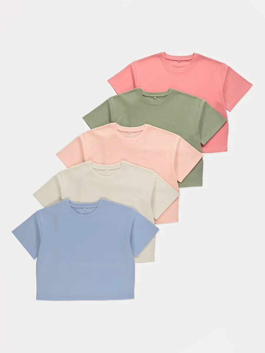 Colourful Boxy T Shirts 5 Pack