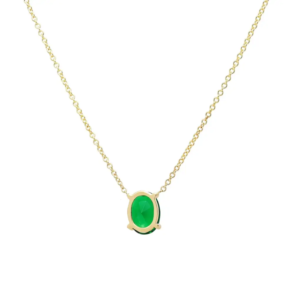 Oval Solitaire Emerald Necklace