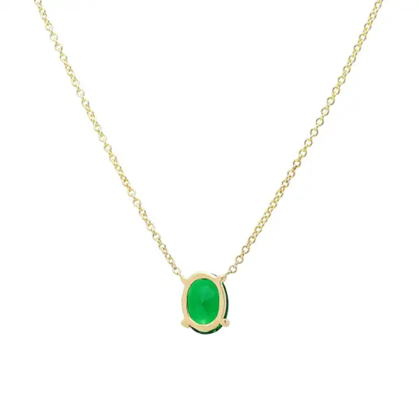 Oval Solitaire Emerald Necklace