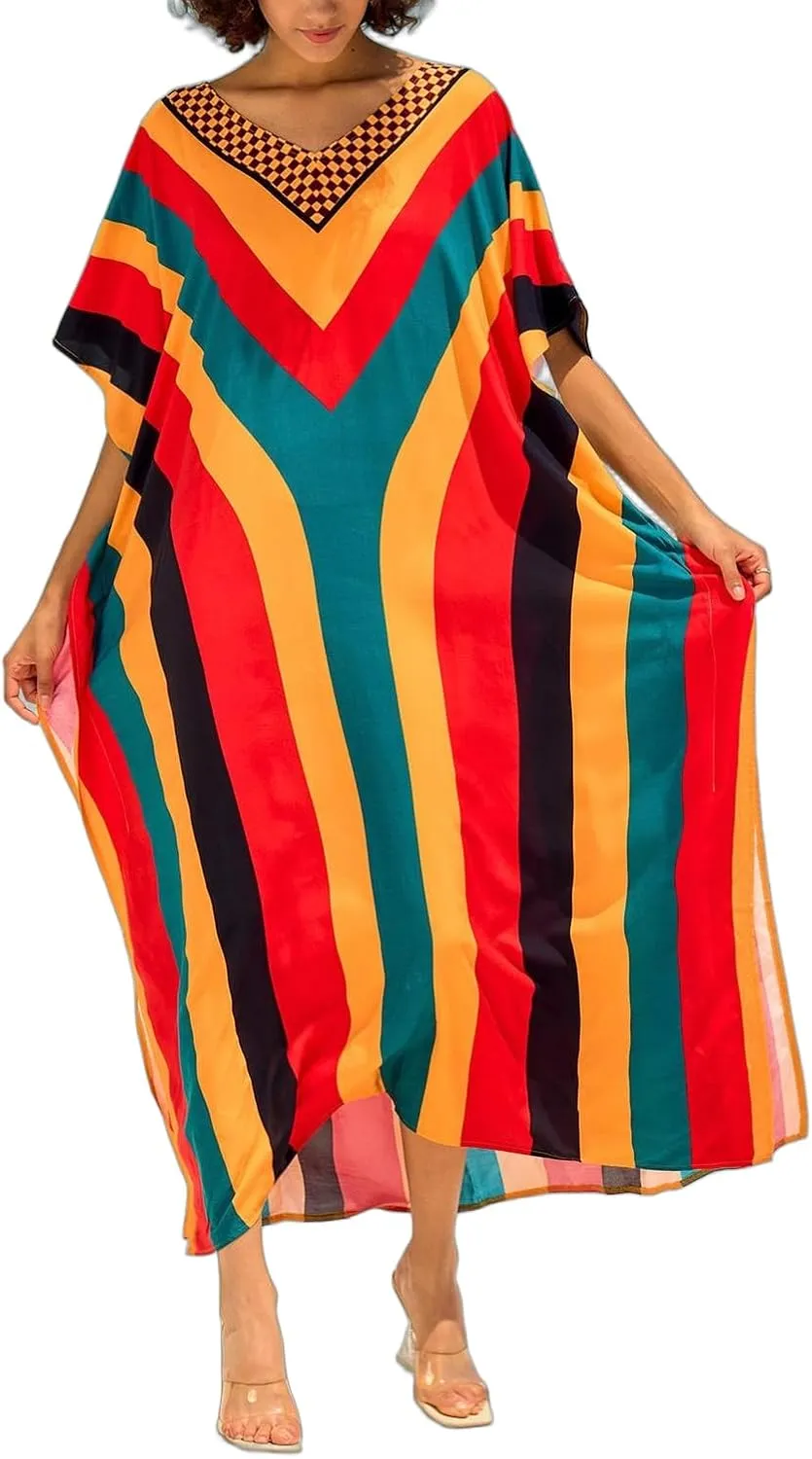 Women's Plus Size Beach Lounge Kaftan Maxi Dress swimsuit coverup for women