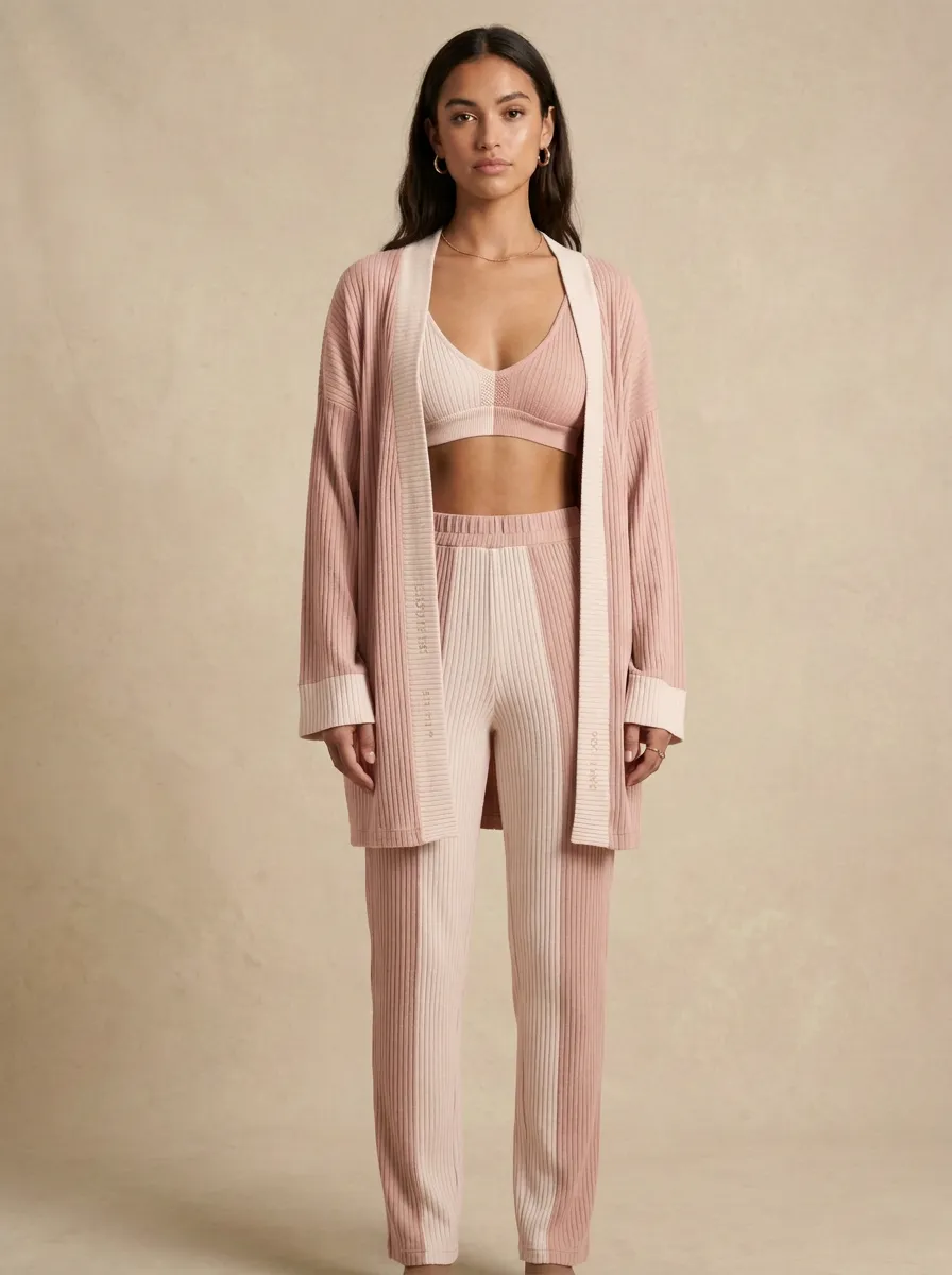 Colorblock Cardigan Lounge Set