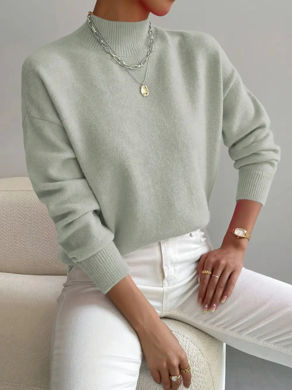  Knit Turtleneck Knit Sweater