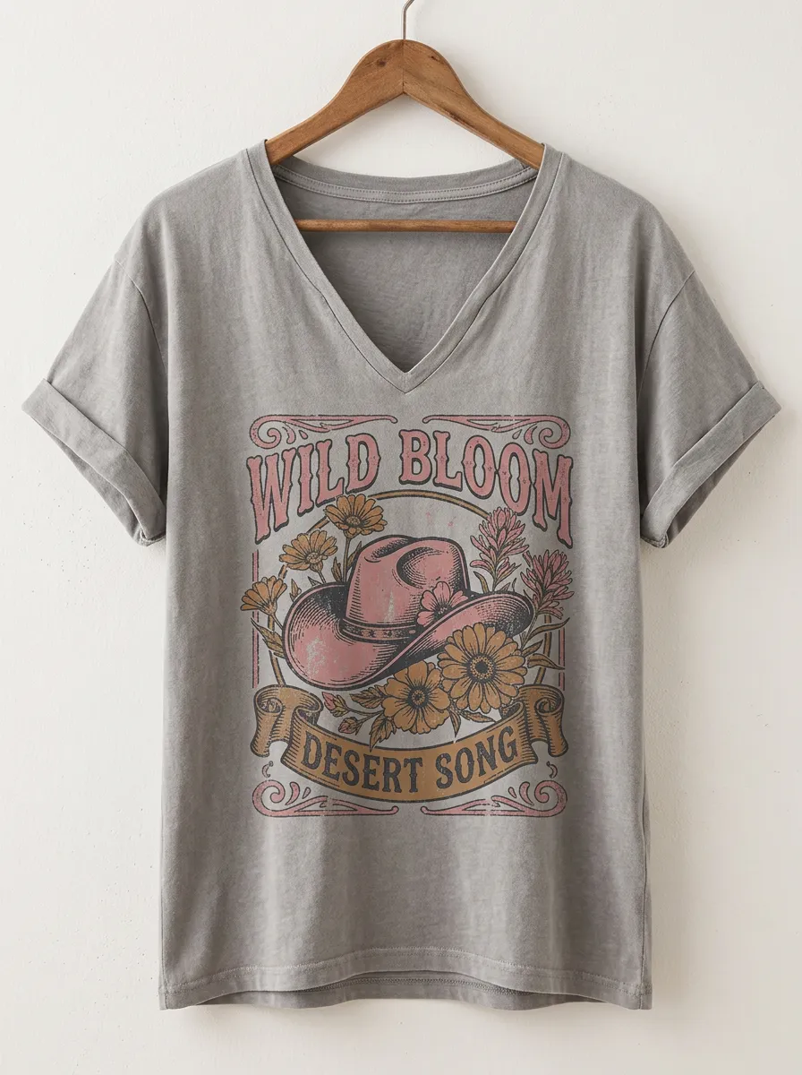 Cowboy-Hat Western Women's V-Neck T-Shirt