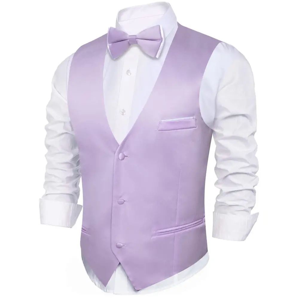Solid V Neck Formal Vest Set