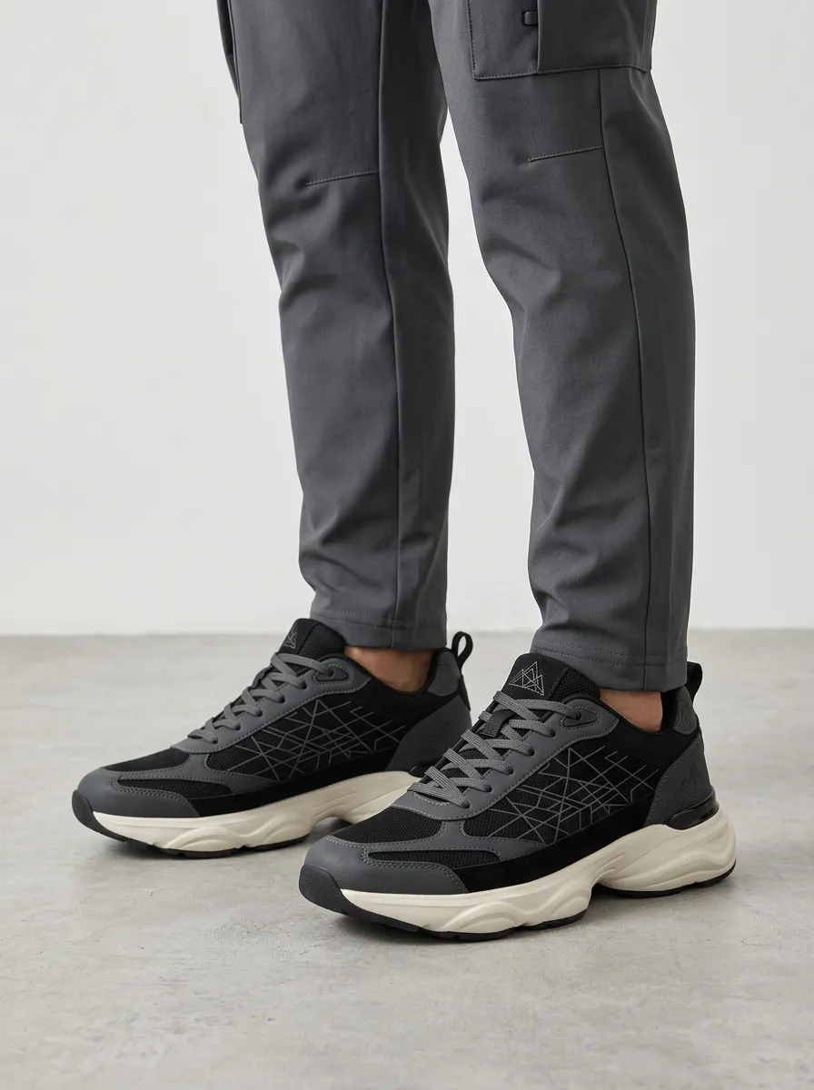 Men's Off-White Geometric Mountain Athletic Sneakers