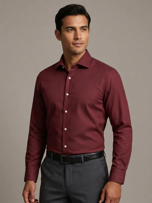Men's Smart-Casual Compass Embroidered Non-Iron Cotton Shirt