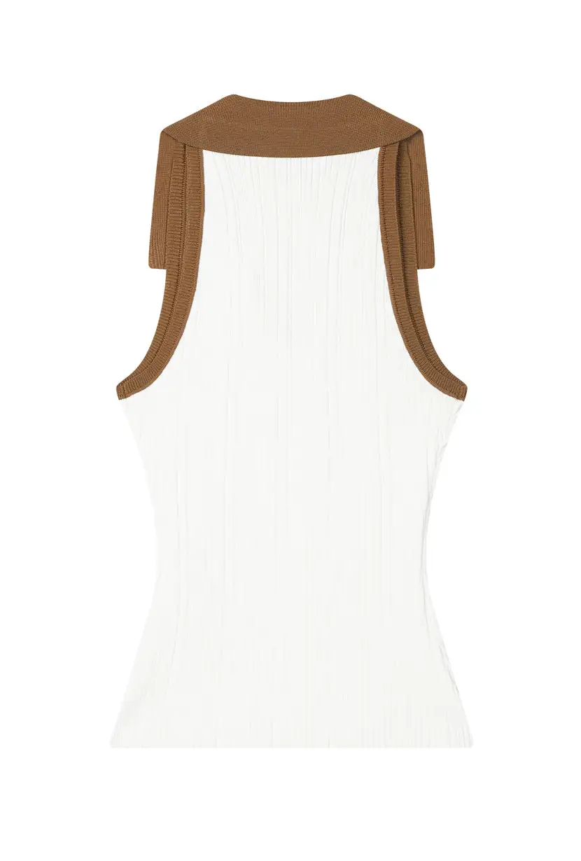 Knit Top - Ivory & Camel