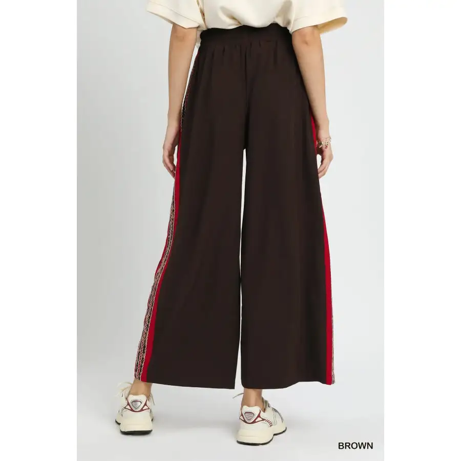 Wide Leg Pants with Contrast Side Trim