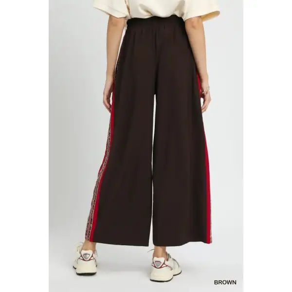Wide Leg Pants with Contrast Side Trim