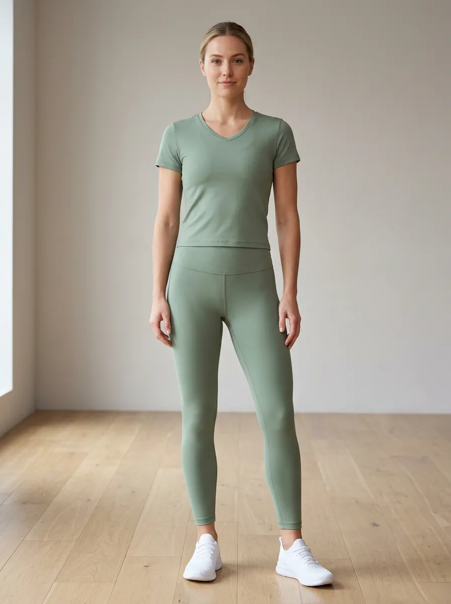 Women's V-Neck Leggings Set