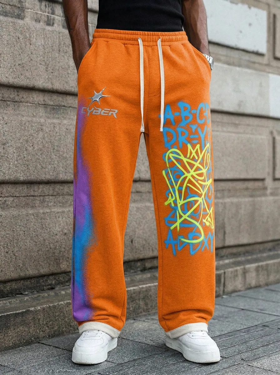 Unisex Statement Streetwear Graffiti Sweatpants