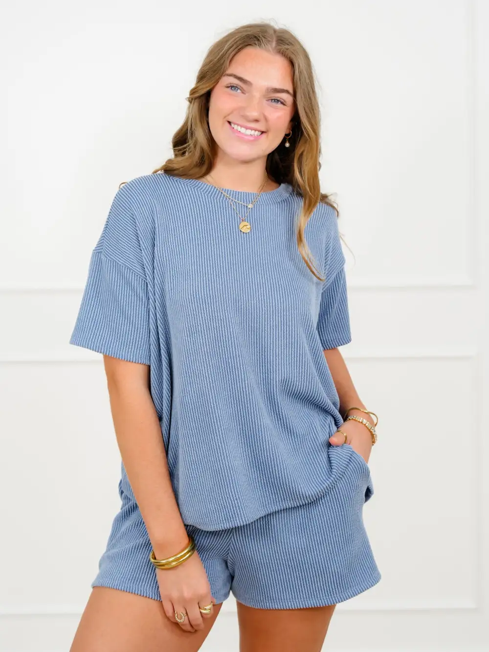 Urban Ribbed Sleeve Shorts Set