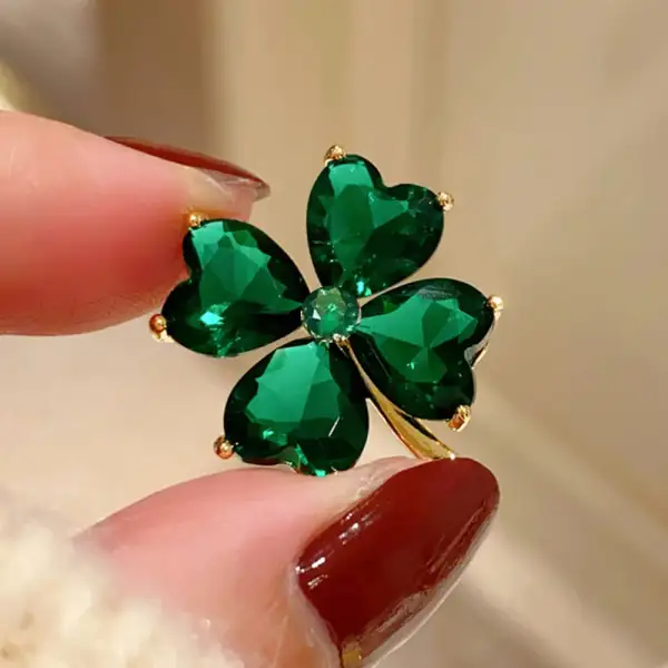 Crystal Clover Lapel Brooch
