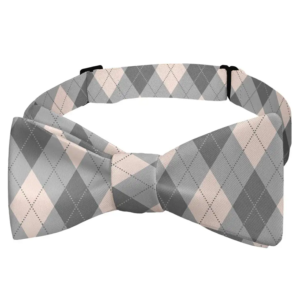 Argyle Plaid Motif Bow Tie