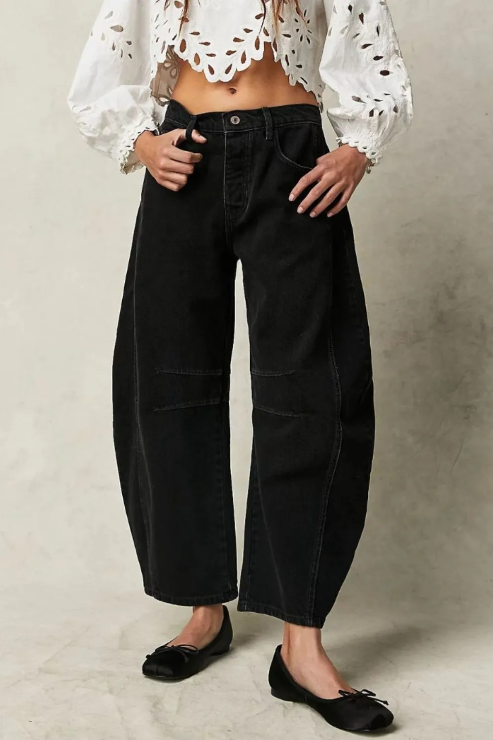 Tiered Relaxed Fit Denim Jeans