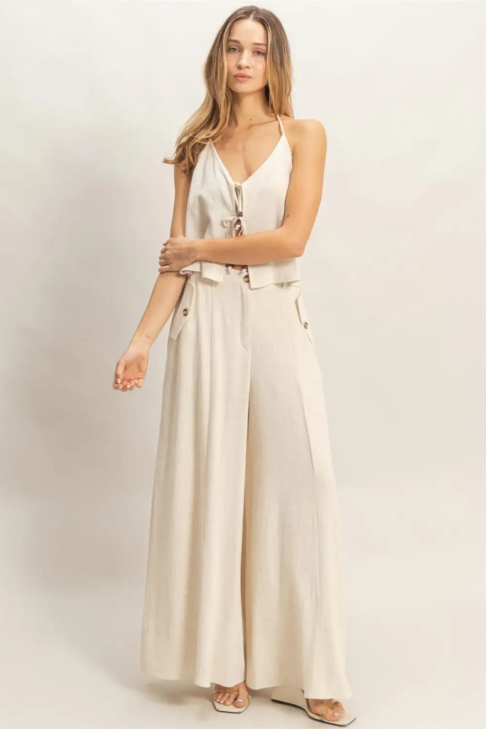 Wide Leg Flap Pocket Pants