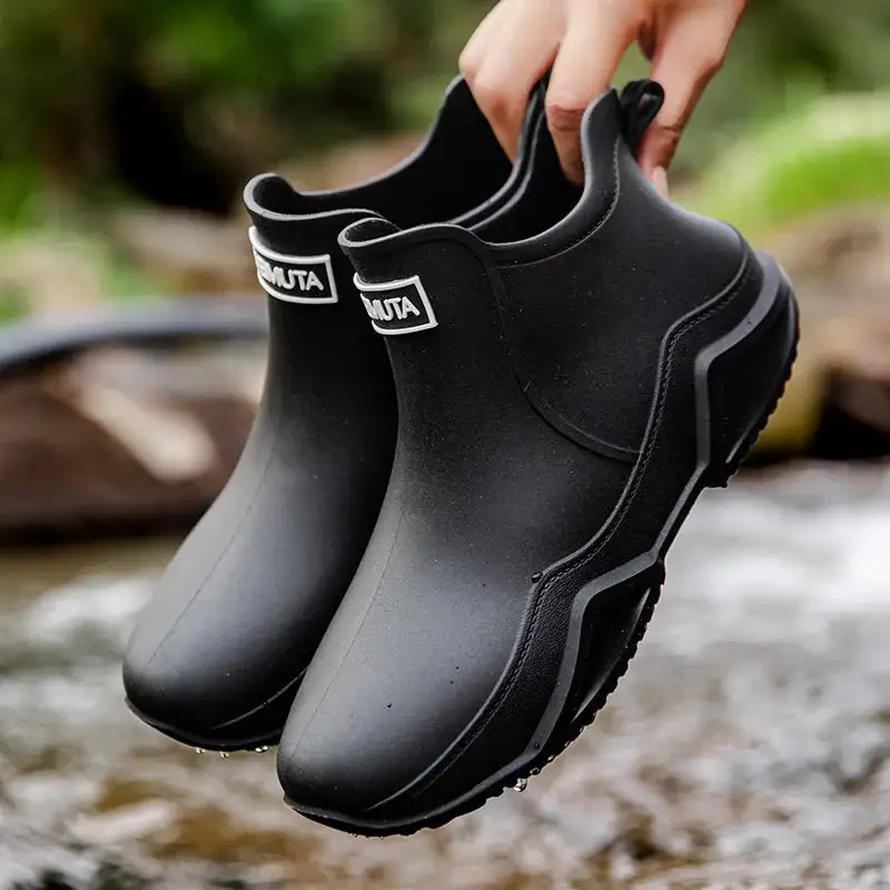 Waterproof Ankle Boots Slip Resistant Outsole Pull Tab