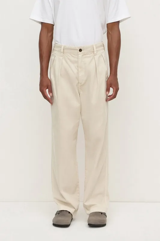 Limestone Pleated Cotton Chinos