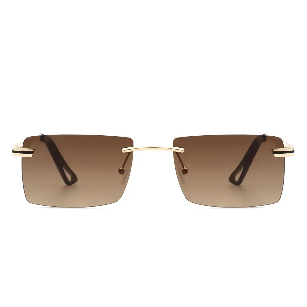 Smooth Rectangle Rimless Frame Sunglasses