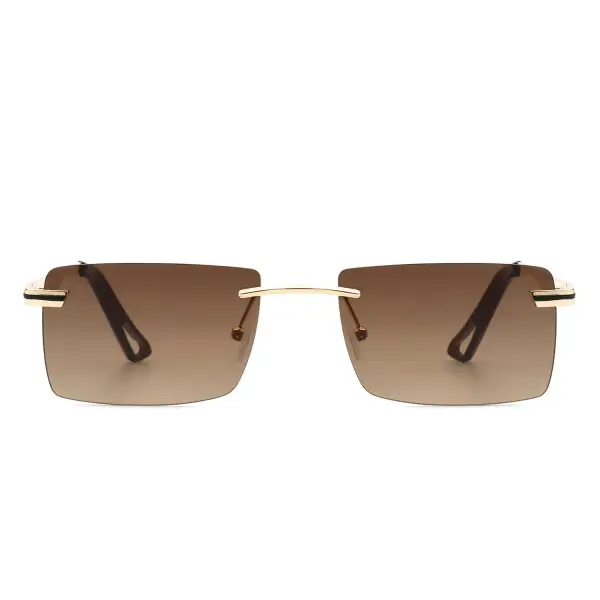 Smooth Rectangle Rimless Frame Sunglasses