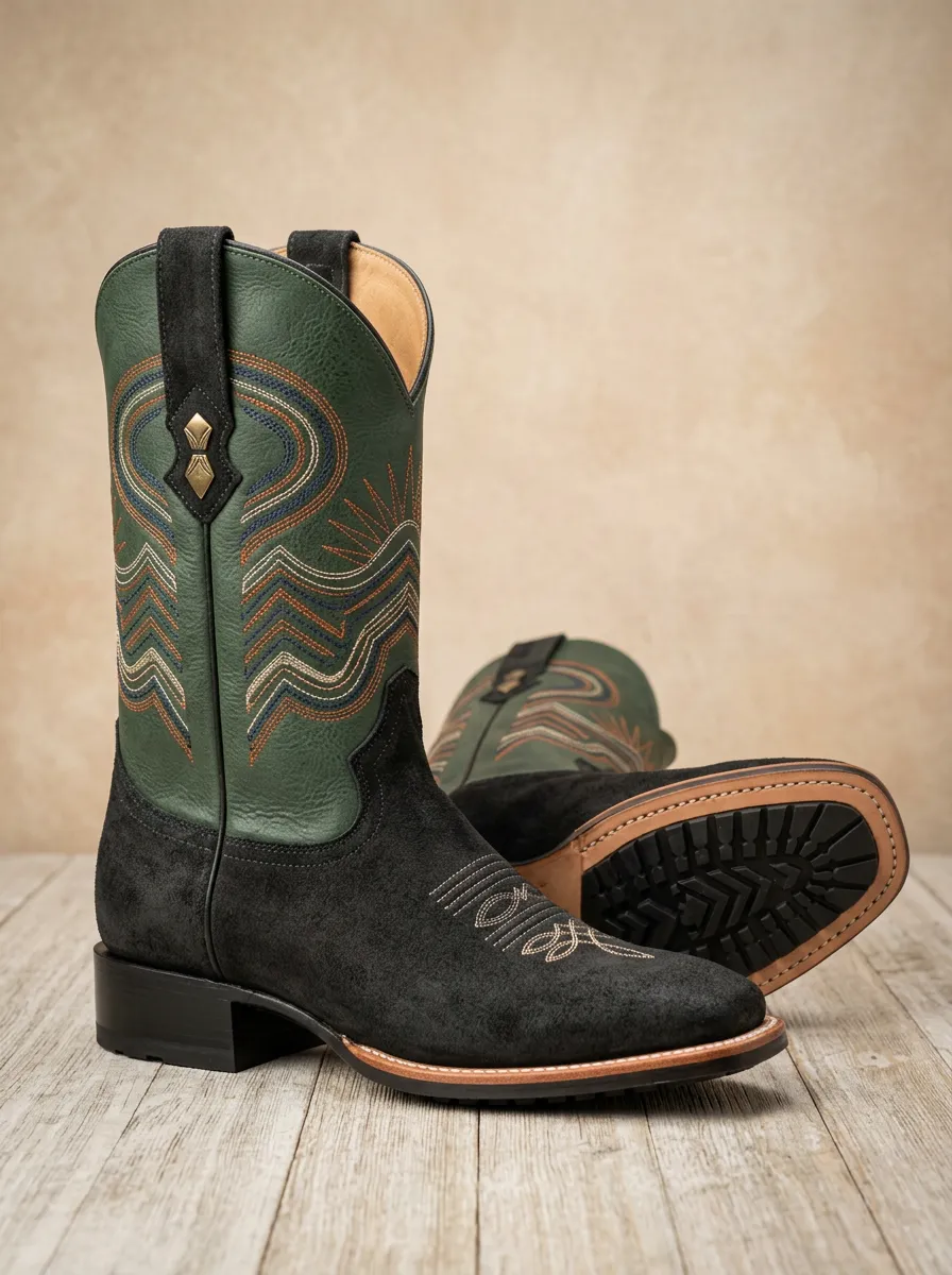 Men’s Stylish Embroidered Leather Cowboy Boots