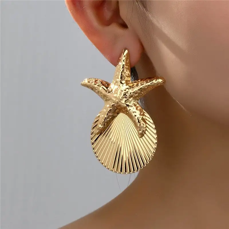 Starfish Shell Statement Earrings