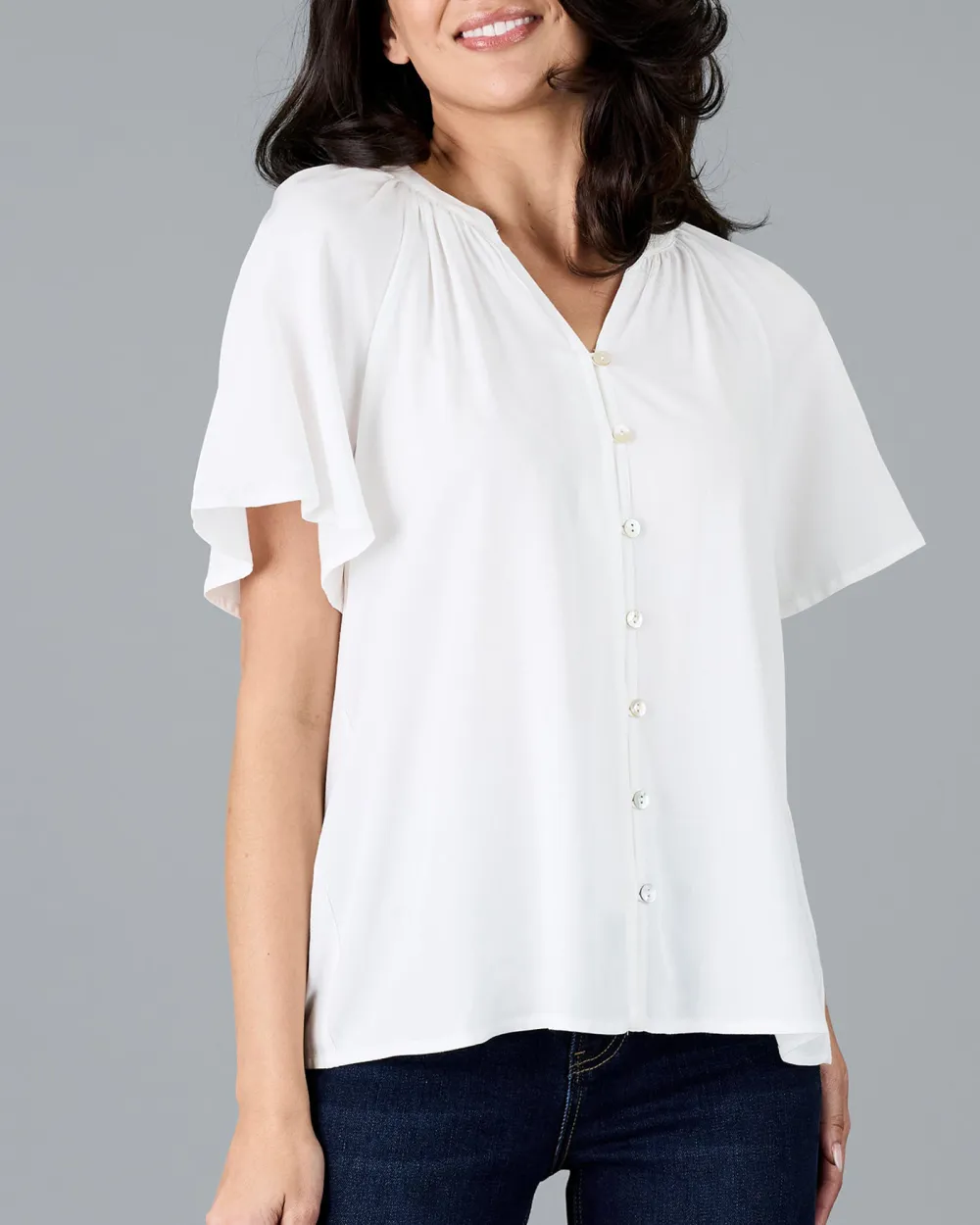 Elegant White Short Sleeve Blouse