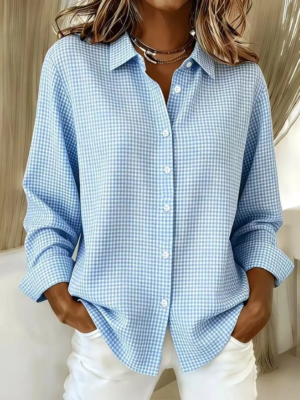 Button-up Long Sleeve Plaid Shirt