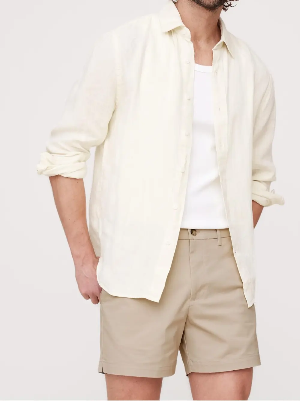 Men's Khaki Beige Quick-Drying Cotton Shorts