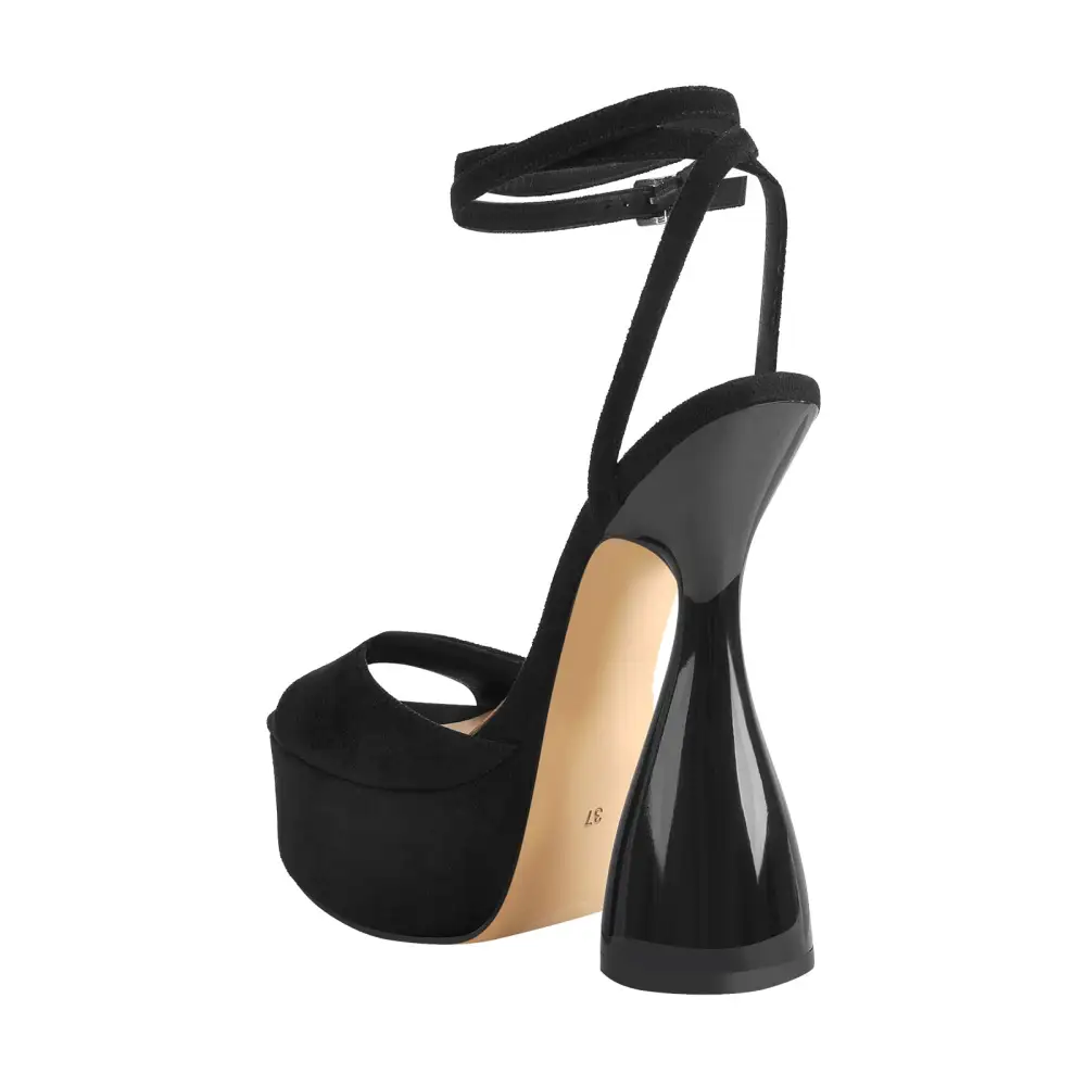 Suede Platform Ankle Strap High Heel Sandals