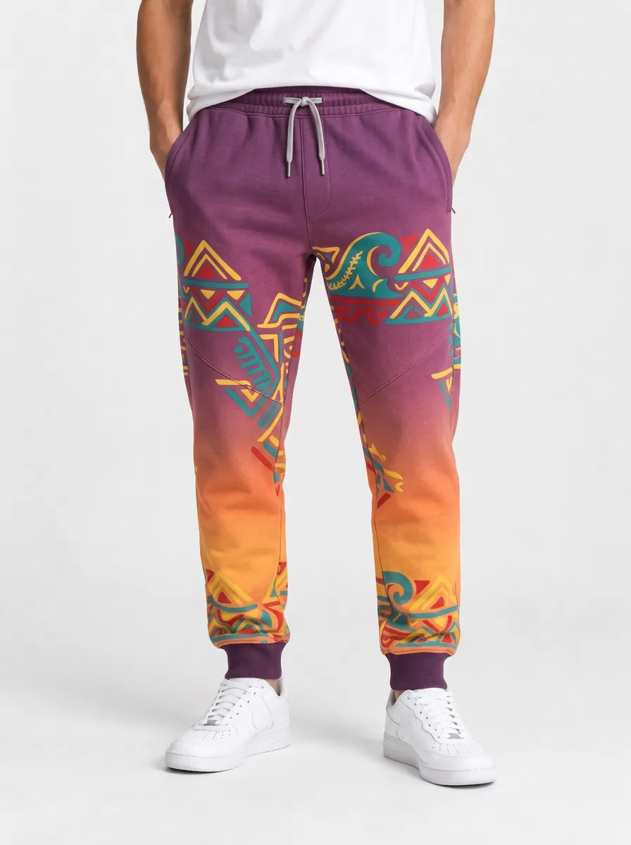 Men's Tribal Geometry Streetwear Print Relaxed Jogger Pants