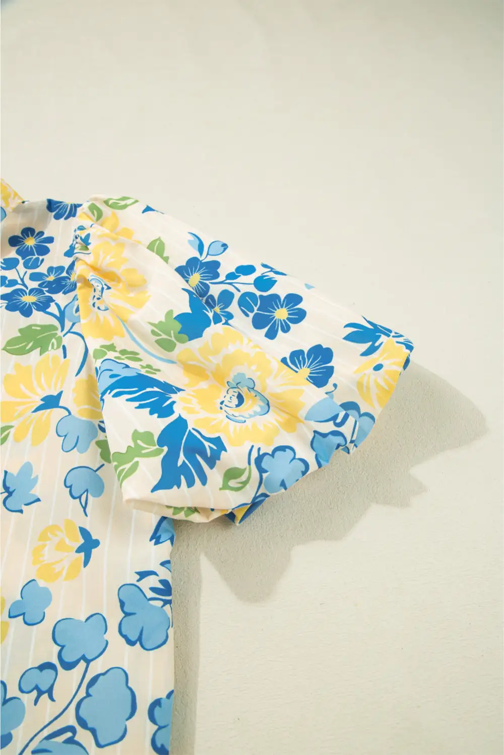 Everyday Striped Floral Puff Sleeve Blouse