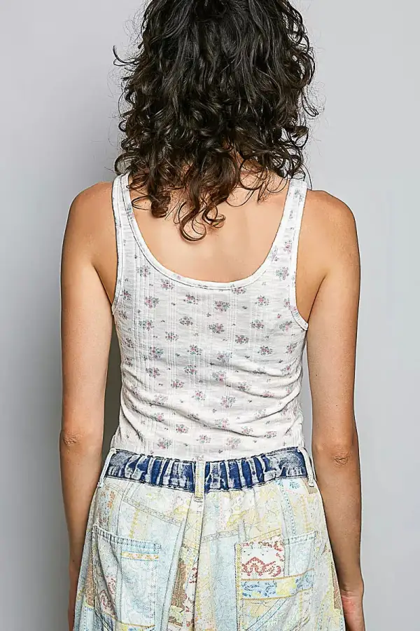 Ribbed Knit Smocked Textured Tank Top