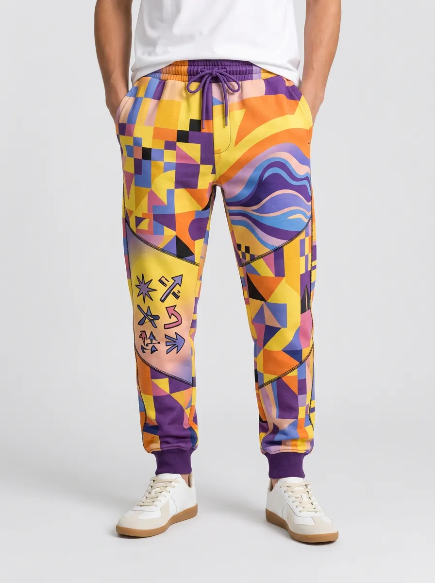 Men's Geometric Visual Art Printed Joggers