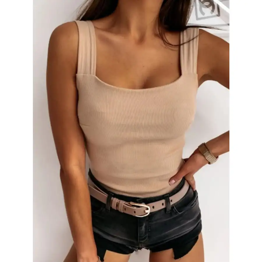 Square Neck Wide Strap Tank